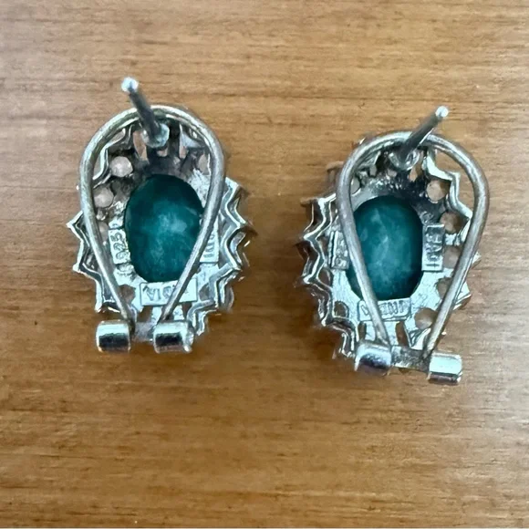 Ross-Simons Emerald and White Topaz Silver Earrings - Picture 4 of 4